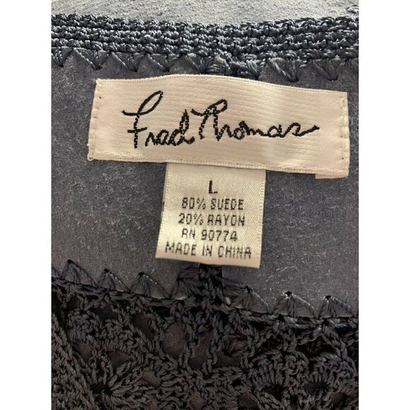 Fred Thomas Large Suede Leather Crocheted Vest - Picture 9 of 9